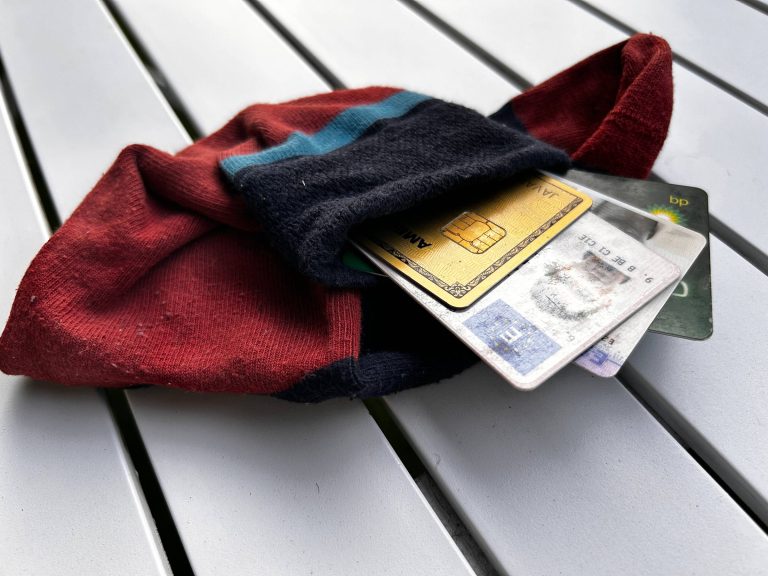 credit cards in a sock